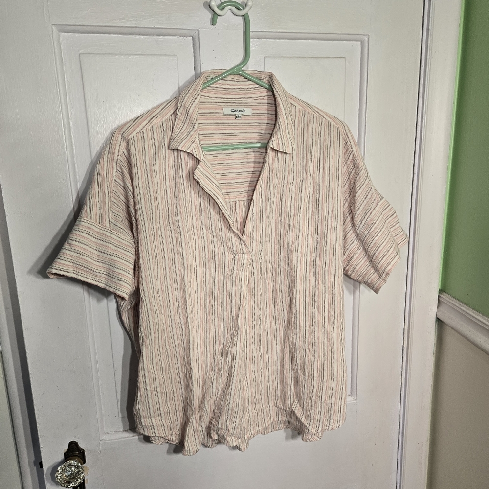 Madewell Pink and Green Casual Button Down Shirt